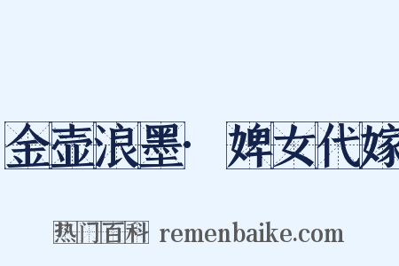 金壶浪墨·婢女代嫁是什么意思的图片